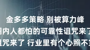 金多多策略 别被算力峰值骗了！圈内人都怕的可靠性诅咒来了 行业里有个心照不宣的秘